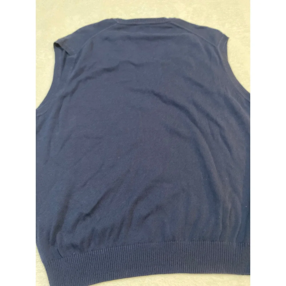 Jos A Bank Signature Collection Navy Blue Pima Cotton V-Neck Sweater Vest Mens L